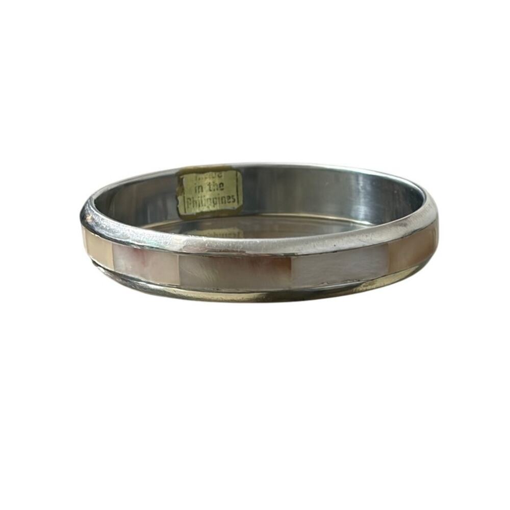 Mother of Pearl Shell Inlay Bangle Bracelet